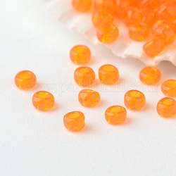 12/0グレードの丸いガラスシードビーズ  透明色  オレンジ  2x1.5mm  穴：0.5mm  約45000個/ポンド