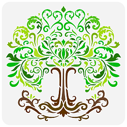 Fingerinspire Baum des Lebens-Schablone, 11.8x11.8,[5] cm, Damast-Baum des Lebens-Schablone, Kunststoff-Pflanzen-Baum-Muster-Schablone, wiederverwendbar, zum Basteln und Dekorieren von Baumlebensbäumen zum Malen auf Holzstoffwänden