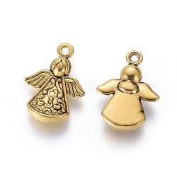 Tibetan Style Alloy Angel Pendants, Lead Free and Cadmium Free, Antique Golden, 22x16.5x5.5mm, Hole: 2mm