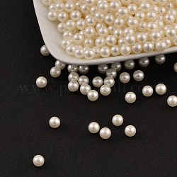 Perles acryliques de perles d'imitation, sans trou, ronde, beige, 5mm, environ 5000 pcs / sachet 