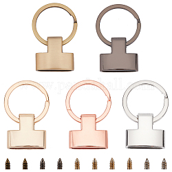 Wadorn 5 ensembles de fermoirs porte-clés en alliage 5 couleurs, fournitures de fabrication de porte-clés bricolage, avec vis en fer, couleur mixte, 47x25x10mm, diamètre intérieur: 4x22 mm, 1 set / couleur