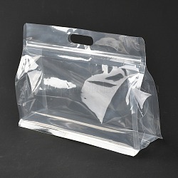 Sacchetto di plastica trasparente con chiusura a zip, custodia in plastica stand up, borse richiudibili, con manico, chiaro, 19.2x26x0.08cm