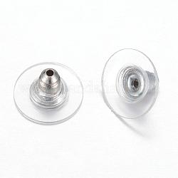 Messing-Kunststoff-Ohrmuttern, Bullet-Clutch-Ohrringrücken mit Pad, zur Stabilisierung schwerer Ohrstecker, Platin Farbe, 10.5~11.5x6 mm, Bohrung: 1 mm