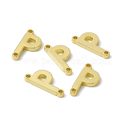 Rack Plating Brass Connector Charms, Real 18K Gold Plated, Long-Lasting Plated, Cadmium Free & Nickel Free & Lead Free, Letter Links, Letter.P, 14x6.5x1.5mm, Hole: 1mm