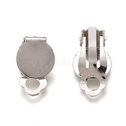 Supports de la boucle d'oreille en fer, avec coussin plat rond, plat rond, platine, Plateau: 10 mm, 18x7mm, Trou: 3mm