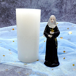 Moldes de vela de silicona diy, para hacer velas perfumadas, estatua de monja religiosa, blanco, 3.8x7.8 cm