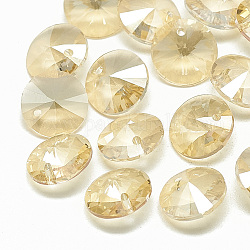 Encantos de cristal Diamante de imitación K9, cono, golden shadow, 8x4mm, agujero: 1 mm