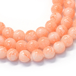 Chapelets de perles rondes en verre peint de cuisson, saumon clair, 8.5~9mm, Trou: 1.5mm, Environ 105 pcs/chapelet, 31.8 pouce