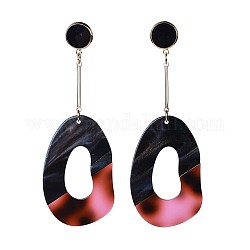 Boucles d'oreilles pendantes en acétate de cellulose (résine), avec laiton et 304 acier inoxydable, colorées, 103mm, pin: 0.7 mm