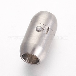 304 Edelstahl-Verschlussrohr-Magnetverschluss, matte Stil, Oval, Edelstahl Farbe, 18.5x10 mm, Bohrung: 6 mm