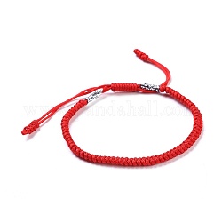 Bracelets tressés de fil de nylon, bracelets ficelle rouge, avec fil métallique tressé, rouge, 1-3/4 pouce ~ 3-1/8 pouces (4.6~8 cm)