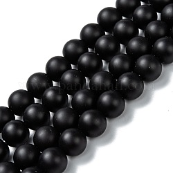 Brins de perles d'onyx noir naturel, teints et chauffée, mat, ronde, 10mm, Trou: 2mm, Environ 39 pcs/chapelet, 15.35 pouce (39 cm)