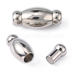 Smooth 304 Stainless Steel Magnetic Clasps with Glue-in Ends, Oval, 24x11mm, Hole: 5mm