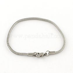 304 Stainless Steel European Style Bracelets for Jewelry Making, Stainless Steel Color, 190x3mm