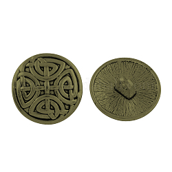 La medio de estilo tibetano aleación redondo botones de caña, Sin cadmio y níque y plomo, Bronce antiguo, 17x7.5mm, agujero: 2 mm, aproximamente 403 unidades / 1000 g