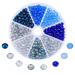 Chgcraft DIY Beads Schmuckherstellung Finding Kit, einschließlich Glas- und Lampenarbeiten sowie synthetische Quarzperlen, Rondell, Blau, 400 Stück / Karton