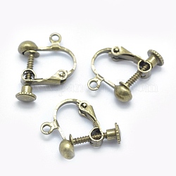 Messingschraube an Clip-On-Ohrringen, spiralförmiger Ohrclip, für Nicht-Ohrlöcher, Nickelfrei, Antik Bronze, 18x14x3 mm, Bohrung: 1.6 mm