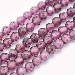 Natürlicher Granat Perlen Stränge, Runde, facettiert, lila, 2 mm, Bohrung: 0.5 mm, ca. 174 Stk. / Strang, 15.5 Zoll (39.5 cm)