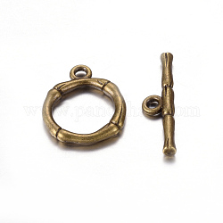 Legierung Knebel Verschlüsse, Bleifrei und cadmium frei, Antik Bronze, Größe: Ring: ca. 20.5x17 mm, Bohrung: 2 mm, Bar: 26x6x3 mm, Bohrung: 2 mm