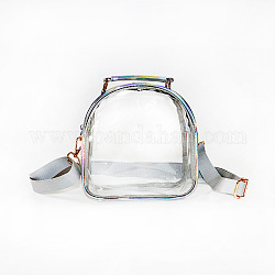 Прозрачная сумка-слинг с лазерным принтом, мини-рюкзак через плечо из ПВХ, с ручкой из искусственной кожи, для женщин девушек, серебряные, 17.5x17.5x7 см