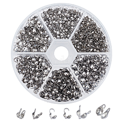 Chgcraft 660pcs 6 pointes de perles en acier inoxydable de style, calotte embouts, couverture de noeud à clapet, couleur inoxydable, 5~9x2.5~6x4mm, Trou: 1mm, intérieur: 2~3 mm