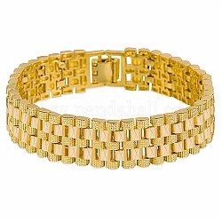 Bracelets de chaînes à maillons en laiton pour hommes, avec des fermoirs de bande de montre, Rectangle et carré, or, 7-7/8x5/8 pouce (20x1.5 cm)