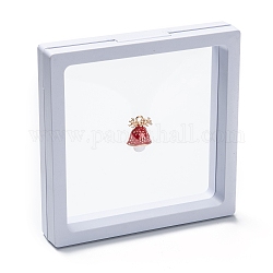 Scatola di esposizione quadrata trasparente per gioielli con sospensione a film sottile, per la conservazione dell'orecchino del braccialetto della collana dell'anello, bianco, 11x11x2cm