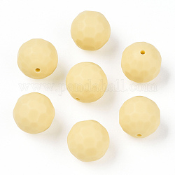 Perlas de silicona ecológicas de grado alimenticio, masticar cuentas para mordedores, diy collares de enfermería haciendo, reronda facetas, vara de oro pálido, 15.5mm, agujero: 1 mm