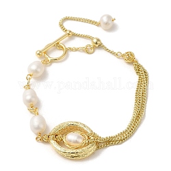 Natürliche ovale Perlen-Gliederarmbänder, mit Messingketten, echtes 14k vergoldet, 6-1/2 Zoll (16.6 cm)