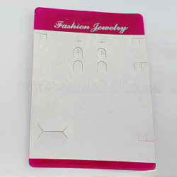 Plastic Earring Display Cards, Rectangle, Medium Violet Red, 190x140x0.5mm