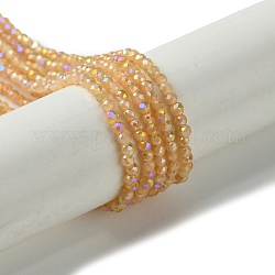 Chapelets de perles en verre électrolytique , facette, demi-plaqué, de couleur plaquée ab , ronde, Sandy Brown, 2mm, Trou: 0.7mm, Environ 200 pcs/chapelet, 14.57'' (37 cm)