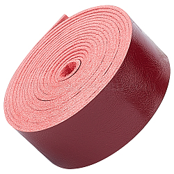 Gorgecraft braunes rotes Lederband 1 Zoll breit 79 Zoll lang Ledergürtelstreifen mit Litschi-Muster wickeln einseitige flache Schnur für DIY-Bastelprojekte Kleidungsherstellung Taschenmöbelgriffe