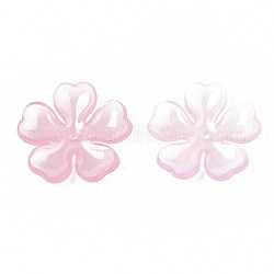 Transparent Acrylic Beads, Flower, Pink, 29.5x31x4.5mm, Hole: 1.6mm