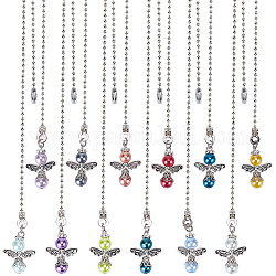 CRASPIRE 12 Color Angle Ceiling Fan Pull Chain Extender Charm Pendant Crystal Decorative 12.6 Inch Extension Connector Ball Bead Cord Replacement Hanging Ornaments for Lighting Lamp Bedroom Decor