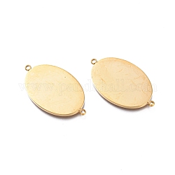 Revestimiento iónico (ip) 304 eslabones de acero inoxidable, etiqueta estampado en blanco, pulido manual, oval, dorado, 30.5x18x1.2mm, agujero: 1.5 mm