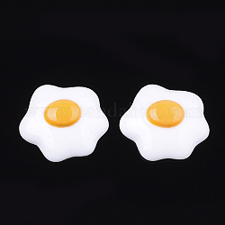 Cabochons in resina, uovo fritto / uovo in camicia, bianco crema, 23x26x7mm