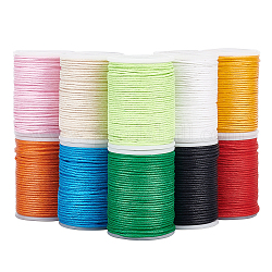 10 Rolle 10 Farben gewachste Baumwollschnüre, Runde, Mischfarbe, 1 mm, ca. 10 m / Rolle, 1 Rolle / Farbe