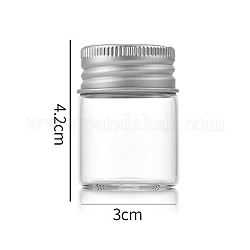Bottiglie di vetro trasparente contenitori di perline, tubi per la conservazione delle perle con tappo a vite e tappo in alluminio, colonna, argento, 3x4cm, capacità: 15 ml (0.51 fl. oz)