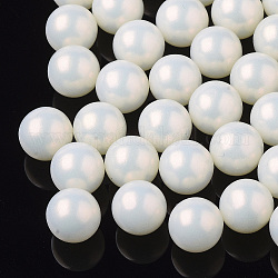 Perles d'imitation perles en plastique ABS, Style mat, pas de trous / non percés, ronde, beige, 6mm, environ 5000 pcs / sachet 