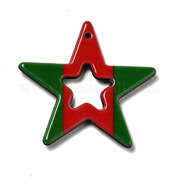 Acrylic Pendants, for DIY Earring Findings, Star, Dark Green, 27x28x2mm, Hole: 1.4mm