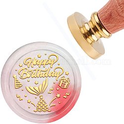 CRASPIRE Wax Seal Stamp Happy Birthday Vintage Sealing Wax Stamps Words 30mm 1.18inch Removable Brass Head Sealing Stamp with Wooden Handle for Wedding Invitations Valentine's Day Gift Wrap