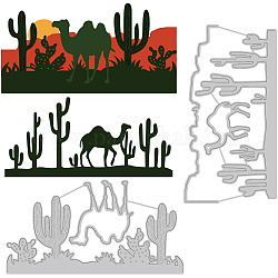 Stencil per stampi in acciaio al carbonio da 2 pz 2 stili, per scrapbooking diy, album di foto, carta decorativa goffrata, colore acciaio inossidabile, modello di cactus, 77~78x147~148x0.8mm, 1pc / style
