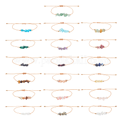 Anattasoul 19 Stück 19 Stile natürliche und synthetische gemischte Edelsteine und Glassplitter geflochtene Perlenarmbänder-Set für Frauen, Innendurchmesser: 3-3/4 Zoll (9.45 cm), 1pc / style