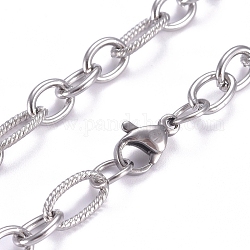 304 Stainless Steel Figaro Chains Necklaces, with Lobster Claw Clasps, Stainless Steel Color, 19.6 inch(50cm)