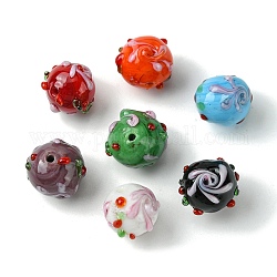 Handgemachte Glasperlen holprige, Runde, Mischfarbe, 14.5~15.5x13.5 mm, Bohrung: 1.4 mm