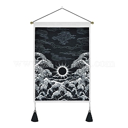 Polyester Decorative Wall Tapestrys, for Home Decoration, with Wood Bar, Nulon Rope, Plastic Hook, Rectangle, Sun, 500x350mm