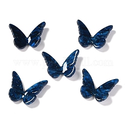 Cabochons di opaco resina, con polvere di scintillio, per accessori per orecchini fai da te, farfalla, blu di Prussia, 22.5x27.5~28.5x4~5.5mm