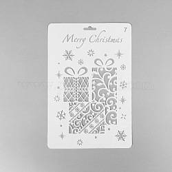 Creative Christmas Plastic Drawing Stencil, Hollow Hand Accounts Ruler Templat, For DIY Scrapbooking, White, 25.9x17.2cm