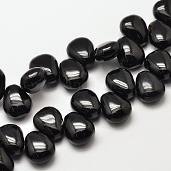 Gefärbte natürliche schwarze Onyxtropfenperlen, 18x15x10 mm, Bohrung: 1 mm