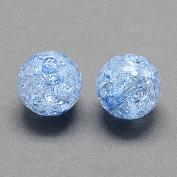 Transparent Crackle Acrylic Beads, Round, Cornflower Blue, 12mm, Hole: 2mm, about 528pcs/500g
